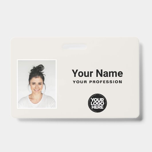 Aangepaste personeelsfoto barcode logo naam badge (Voorzijde)