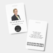 Aangepaste personeelsfoto Barcodelogo naam Minimal Badge (Voor- en achterkant)