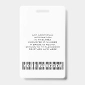 Aangepaste personeelsfoto Barcodelogo naam Minimal Badge (Achterkant)