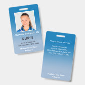 Aangepaste personeelsfoto Blauwe Gradiënt Medische Badge (Voor- en achterkant)