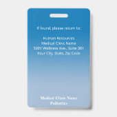 Aangepaste personeelsfoto Blauwe Gradiënt Medische Badge (Achterkant)
