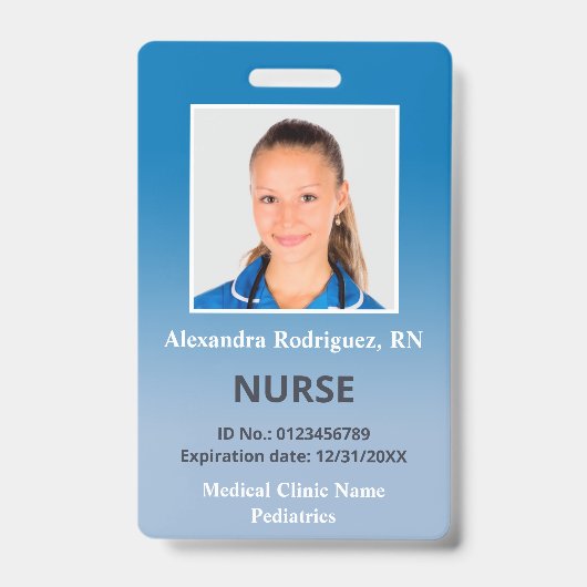 Aangepaste personeelsfoto Blauwe Gradiënt Medische Badge (Voorzijde)