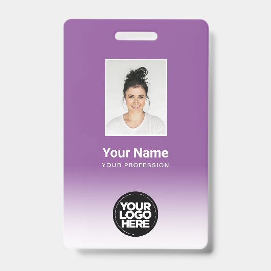 Aangepaste Personeelsfoto Gradiënt Paars Badge (Voorzijde)