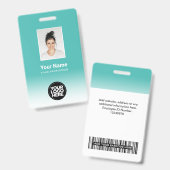 Aangepaste personeelsfoto Gradiënt Turquoise Badge (Voor- en achterkant)
