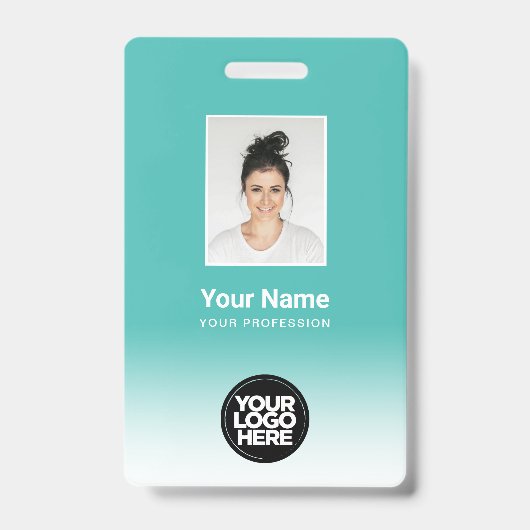 Aangepaste personeelsfoto Gradiënt Turquoise Badge (Voorzijde)