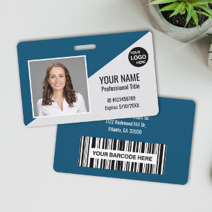 Aangepaste personeelsfoto ID Bar Code Logo Naam Badge