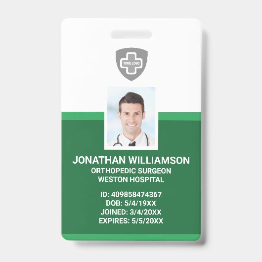 Aangepaste Personeelsfoto ID, Barcode & Logo Bedri Badge (Voorzijde)