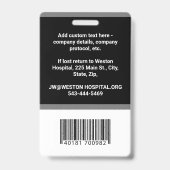 Aangepaste Personeelsfoto ID, Barcode & Logo Bedri Badge (Achterkant)