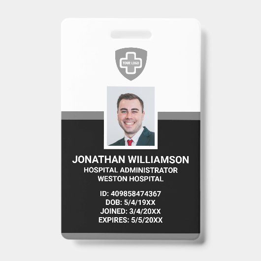 Aangepaste Personeelsfoto ID, Barcode & Logo Bedri Badge (Voorzijde)