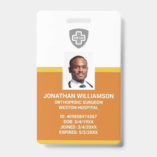 Aangepaste Personeelsfoto ID, Barcode & Logo Bedri Badge (Voorzijde)