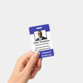 Aangepaste personeelsfoto-ID - Blauw, Verticaal Badge (Handheld)