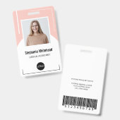 Aangepaste personeelsfoto ID-logo Blush Roze Badge (Voor- en achterkant)