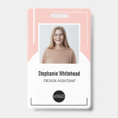 Aangepaste personeelsfoto ID-logo Blush Roze Badge (Voorzijde)