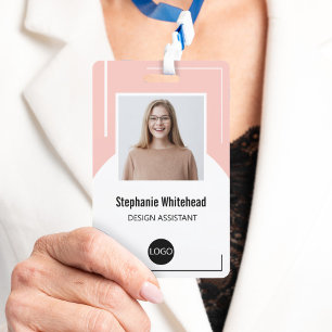 Aangepaste personeelsfoto ID-logo Blush Roze Badge