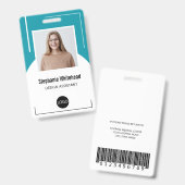 Aangepaste personeelsfoto ID-logo turkooisblauw Badge (Voor- en achterkant)