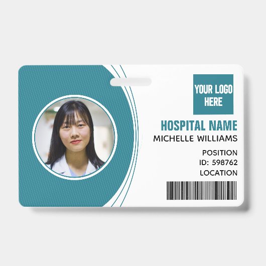 Aangepaste personeelsfoto ID-streepjescode logo na Badge (Voorzijde)