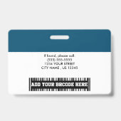 Aangepaste Personeelsfoto | Logo, Barcode Naam Bad Badge (Achterkant)