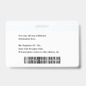 Aangepaste personeelsfoto Logo Streepjescode Naam  Badge (Achterkant)
