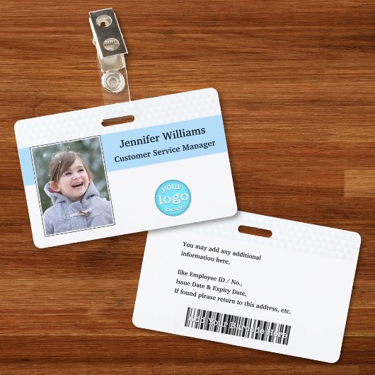 Aangepaste personeelsfoto Logo Streepjescode Naam  Badge