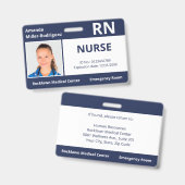 Aangepaste personeelsfoto marineblauwe medische ID Badge (Voor- en achterkant)