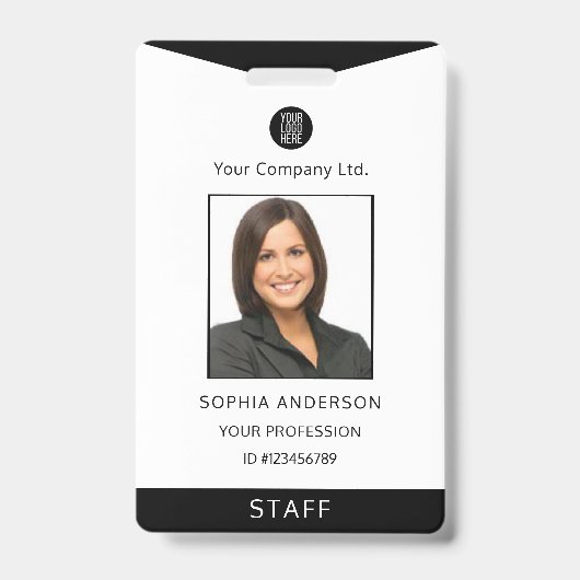 Aangepaste personeelsfoto met bedrijfslogo ID-kaar Badge (Voorzijde)