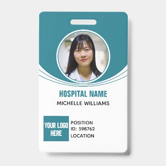 Aangepaste personeelsfoto naam logo ID Badge (Voorzijde)