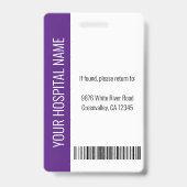 Aangepaste personeelsfoto paarse witte medische ID Badge (Achterkant)