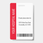 Aangepaste personeelsfoto rood witte medische ID Badge (Achterkant)
