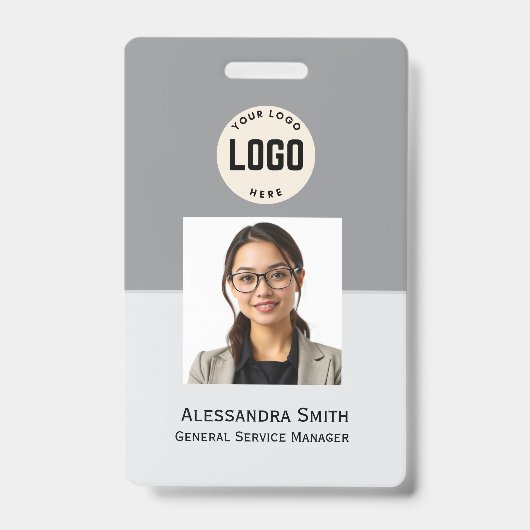 Aangepaste personeelsfoto, streepjescode, logo, na badge (Voorzijde)