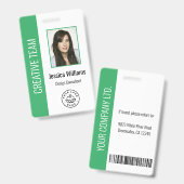 Aangepaste personeelsfoto, streepjescode, logo, na badge (Voor- en achterkant)