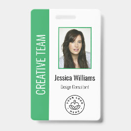 Aangepaste personeelsfoto, streepjescode, logo, na badge
