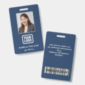 Aangepaste personeelsfoto, streepjescode, logo, na badge (Voor- en achterkant)