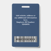 Aangepaste personeelsfoto, streepjescode, logo, na badge (Achterkant)