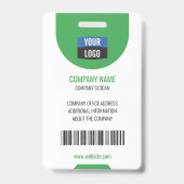 Aangepaste personeelsfoto, streepjescode, logo, na badge (Achterkant)
