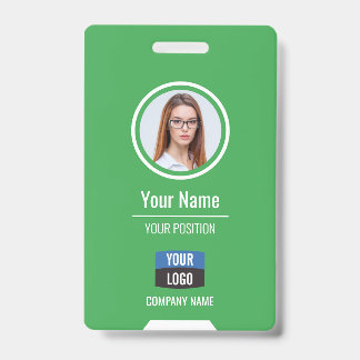 Aangepaste personeelsfoto, streepjescode, logo, na badge