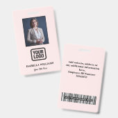 Aangepaste personeelsfoto, streepjescode, logo, na badge (Voor- en achterkant)