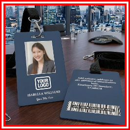 Aangepaste personeelsfoto, streepjescode, logo, na badge