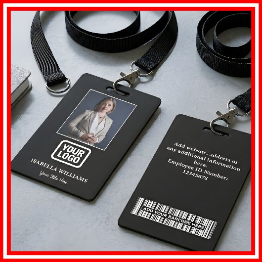 Aangepaste personeelsfoto, streepjescode, logo, na badge