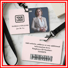 Aangepaste personeelsfoto, streepjescode, logo, na badge