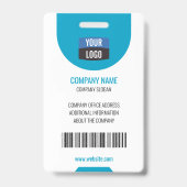 Aangepaste personeelsfoto, streepjescode, logo, na badge (Achterkant)