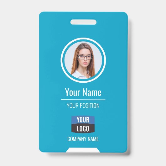 Aangepaste personeelsfoto, streepjescode, logo, na badge (Voorzijde)