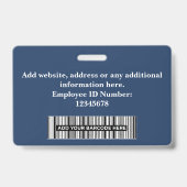 Aangepaste personeelsfoto, streepjescode, logo, na badge (Achterkant)