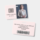 Aangepaste personeelsfoto, streepjescode, logo, na badge (Voor- en achterkant)
