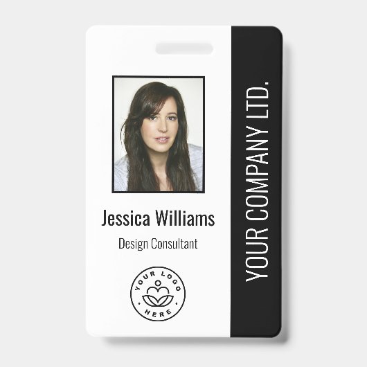 Aangepaste personeelsfoto, streepjescode, logo, na badge (Voorzijde)