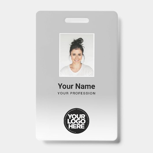 Aangepaste personeelsfoto verloop lichtgrijs badge (Voorzijde)