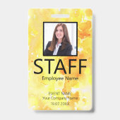 Aangepaste Personeelsgebeurtenis Gele Badge (Voorzijde)