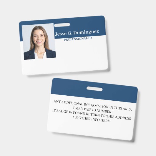 Aangepaste Personeelskaart - Foto, Streepjescode, Badge (Voor- en achterkant)