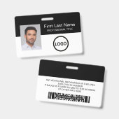 Aangepaste personeelskaart ID-streepjescode Logo Badge (Voor- en achterkant)