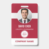 Aangepaste personeelskaart met foto en logo badge (Voorzijde)