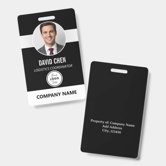 Aangepaste personeelskaart met foto en logo badge (Voor- en achterkant)